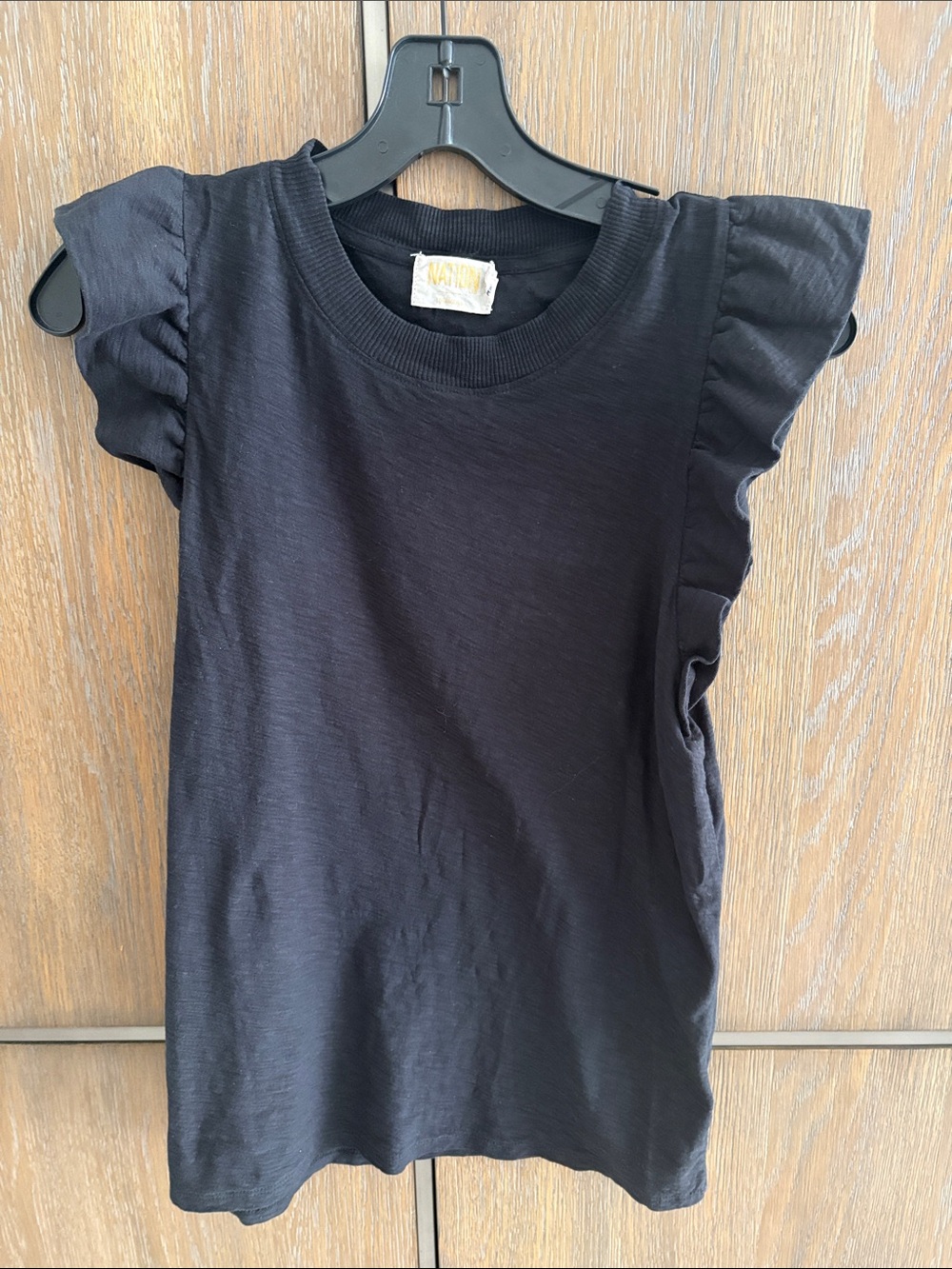 Girls Black Ruffle Sleeve Tank Top